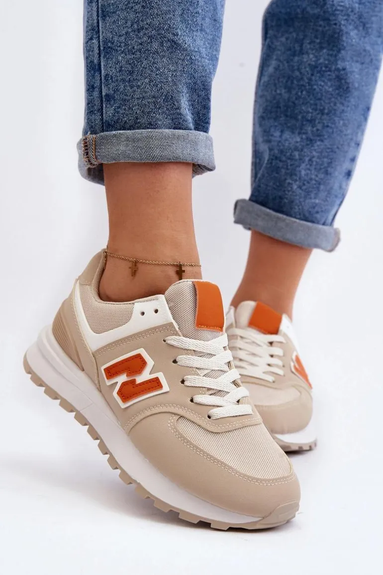 Buty Sportowe Sneakersy Damskie Beżowe Lifari