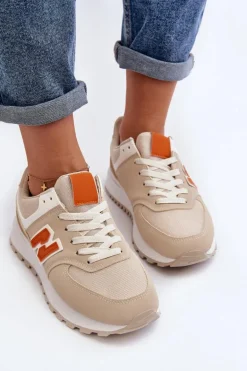 Buty Sportowe Sneakersy Damskie Beżowe Lifari
