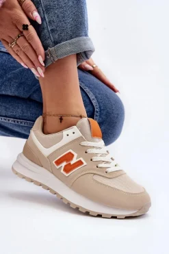 Buty Sportowe Sneakersy Damskie Beżowe Lifari