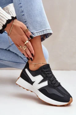 Buty Sportowe Sneakersy Damskie Czarne Britma