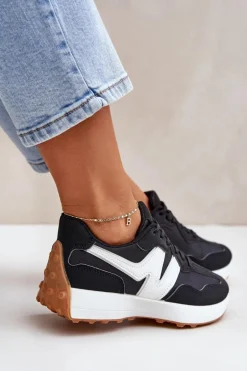 Buty Sportowe Sneakersy Damskie Czarne Britma
