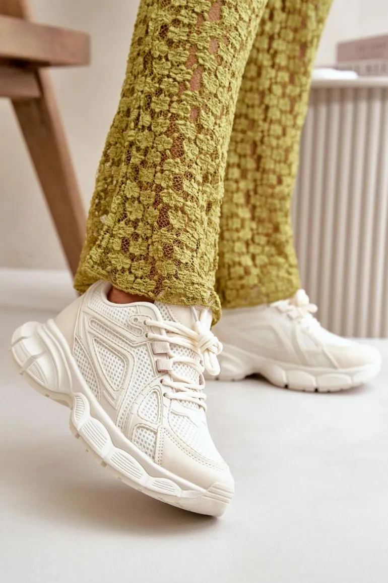 Buty Sportowe Sneakersy Damskie Beżowe Timoci