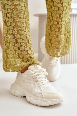 Buty Sportowe Sneakersy Damskie Beżowe Timoci