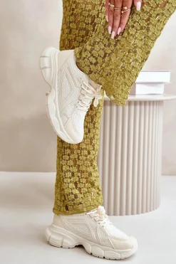 Buty Sportowe Sneakersy Damskie Beżowe Timoci