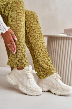 Buty Sportowe Sneakersy Damskie Beżowe Timoci