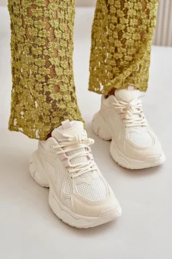 Buty Sportowe Sneakersy Damskie Beżowe Timoci