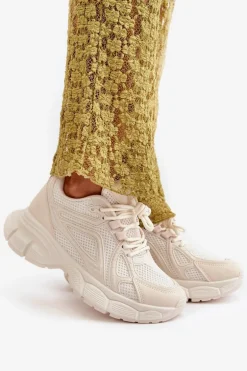 Buty Sportowe Sneakersy Damskie Beżowe Timoci