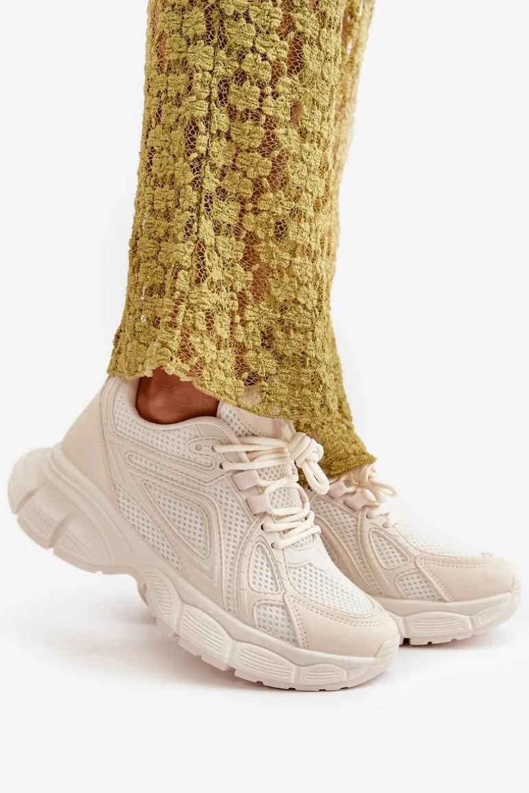 Buty Sportowe Sneakersy Damskie Beżowe Timoci