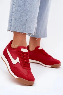 Buty Sportowe Sneakersy Damskie Czerwone Zerina