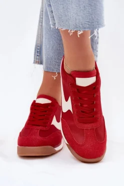 Buty Sportowe Sneakersy Damskie Czerwone Zerina