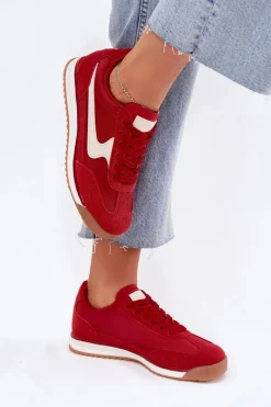 Buty Sportowe Sneakersy Damskie Czerwone Zerina