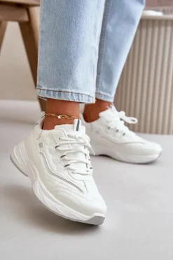 Buty Sportowe Sneakersy Eko Skórzane Białe Verilisse