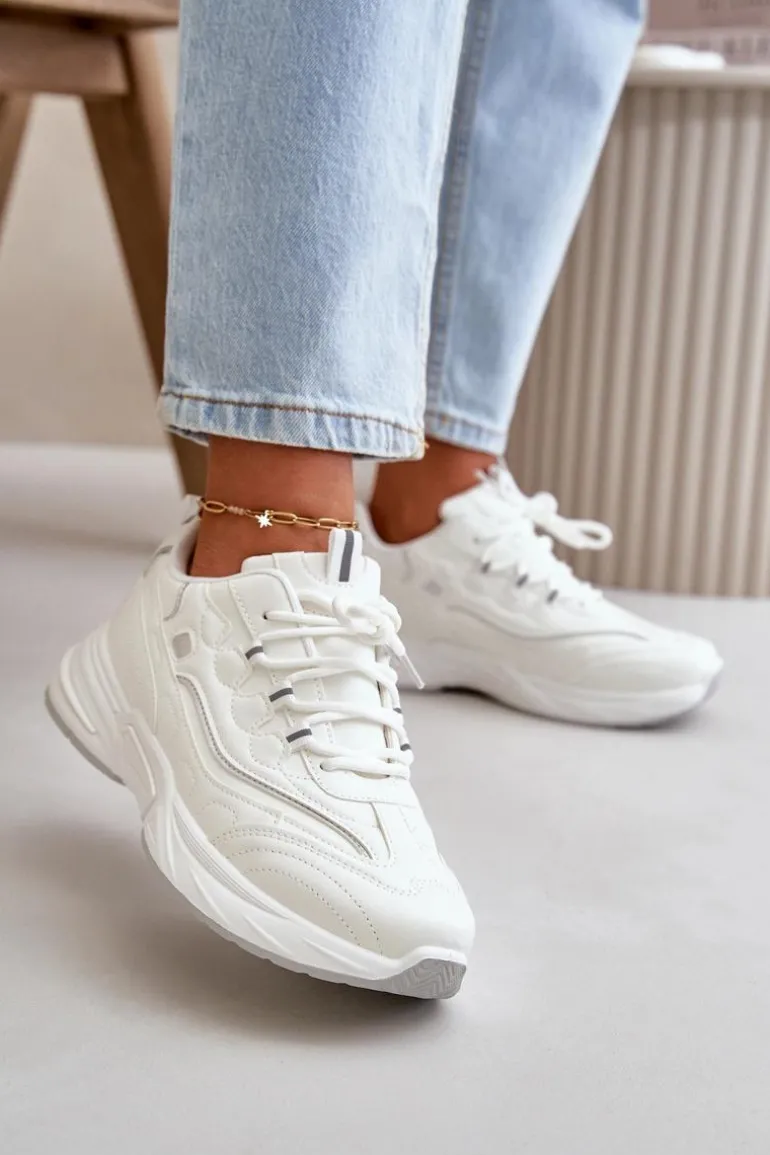 Buty Sportowe Sneakersy Eko Skórzane Białe Verilisse