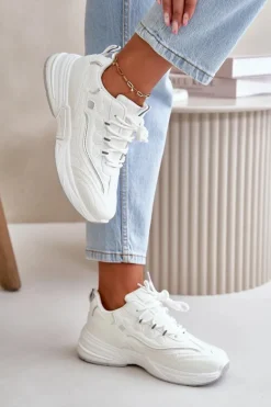 Buty Sportowe Sneakersy Eko Skórzane Białe Verilisse