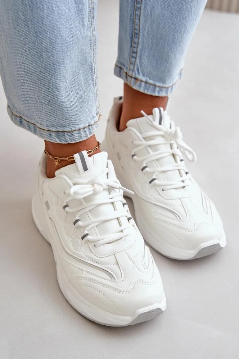 Buty Sportowe Sneakersy Eko Skórzane Białe Verilisse