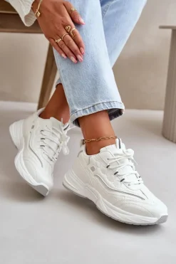 Buty Sportowe Sneakersy Eko Skórzane Białe Verilisse