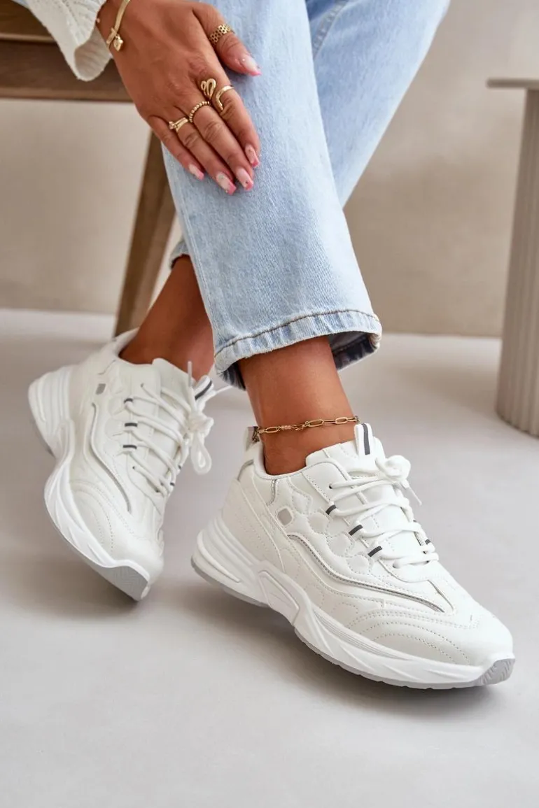 Buty Sportowe Sneakersy Eko Skórzane Białe Verilisse