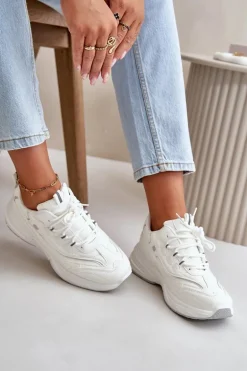 Buty Sportowe Sneakersy Eko Skórzane Białe Verilisse