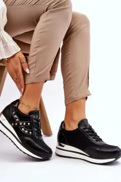 Buty Sportowe Z Ćwiekami Czarne Adley