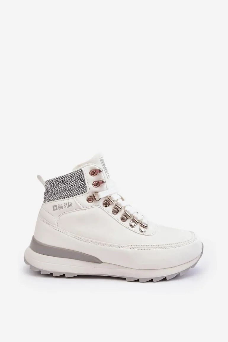 Buty Trekkingowe Trapery Sznurowane Białe Big Star MM274675