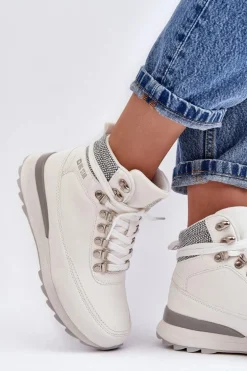 Buty Trekkingowe Trapery Sznurowane Białe Big Star MM274675