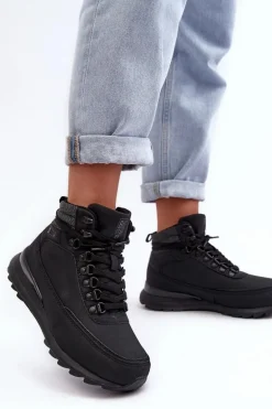 Buty Trekkingowe Trapery Sznurowane Czarne Big Star MM274677