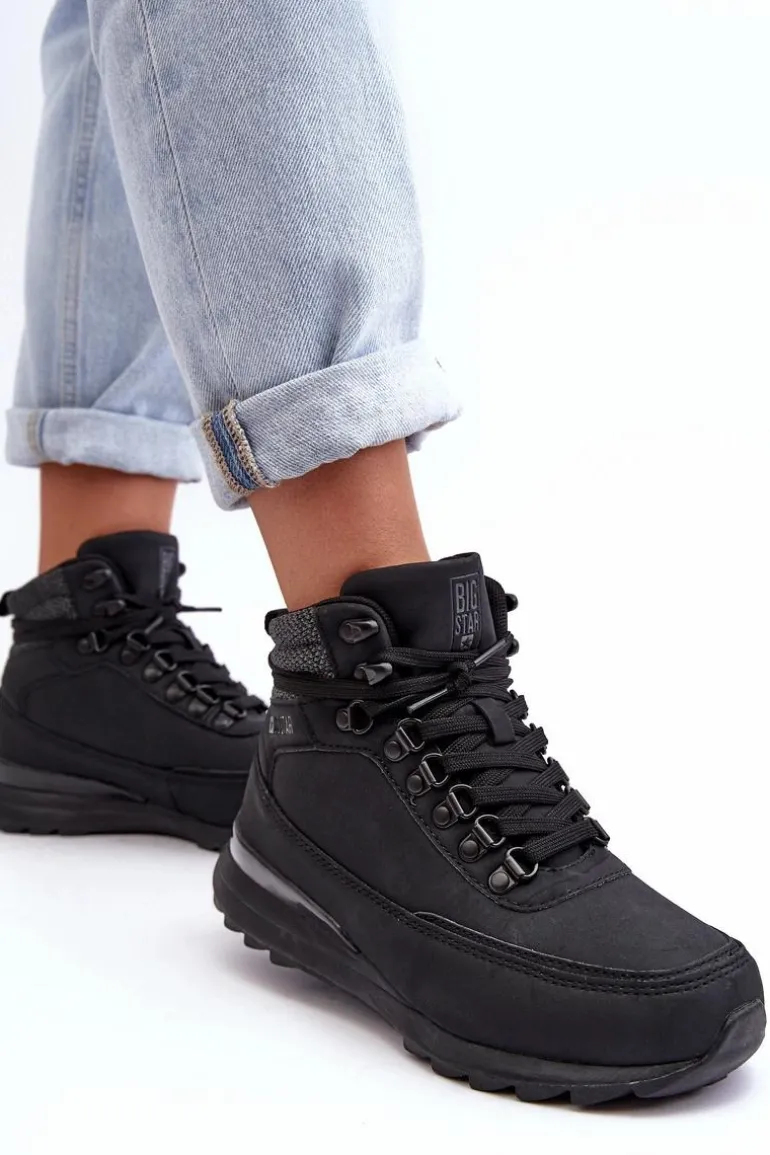 Buty Trekkingowe Trapery Sznurowane Czarne Big Star MM274677