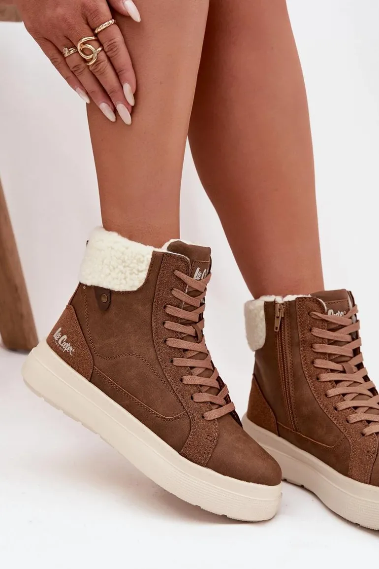 Buty Zimowe Damskie Z Kożuszkiem Lee Cooper LCJ-25-01-3735 Brązowe
