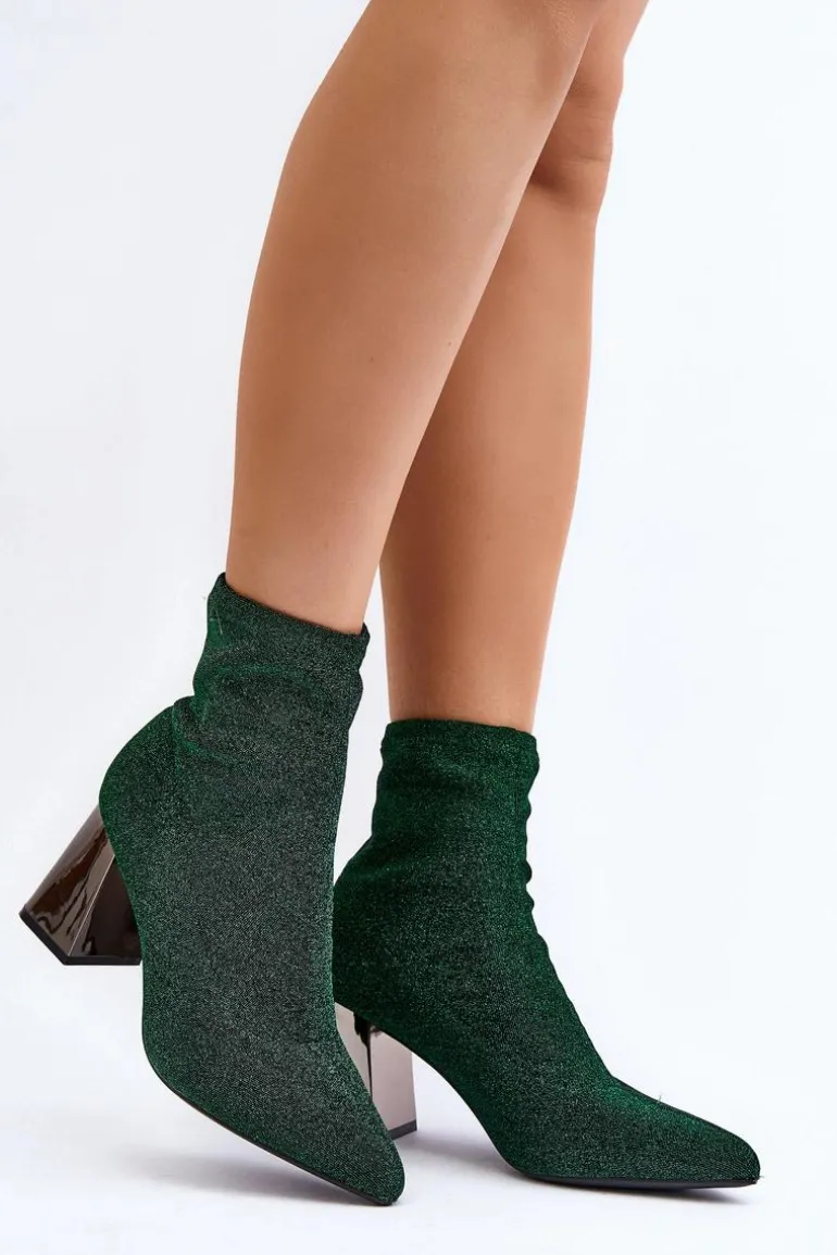Błyszczące Botki Na Słupku Zielone Sognota