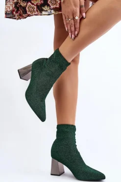 Błyszczące Botki Na Słupku Zielone Sognota