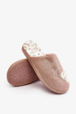 Błyszczące Kapcie Damskie Różowe Geraja