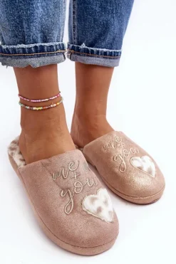 Błyszczące Kapcie Damskie Różowe Geraja