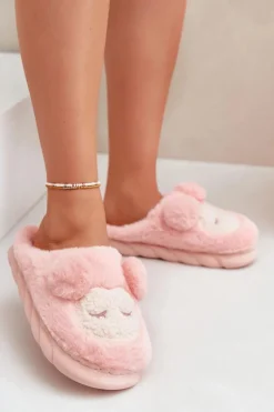 Ciepłe Futrzane Kapcie Damskie Różowe Jozelinetta