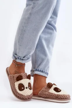 Ciepłe Kapcie Damskie Brązowe Priseth