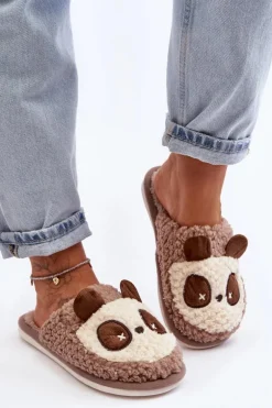 Ciepłe Kapcie Damskie Brązowe Priseth