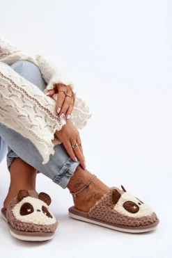 Ciepłe Kapcie Damskie Brązowe Priseth