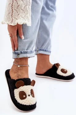 Ciepłe Kapcie Damskie Czarne Priseth