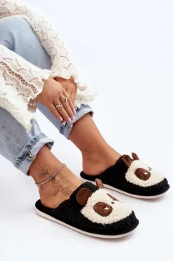 Ciepłe Kapcie Damskie Czarne Priseth