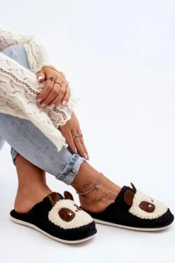 Ciepłe Kapcie Damskie Czarne Priseth