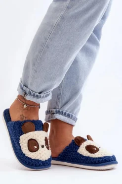 Ciepłe Kapcie Damskie Granatowe Priseth