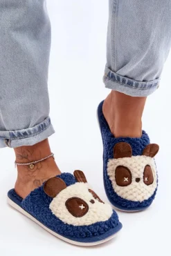 Ciepłe Kapcie Damskie Granatowe Priseth