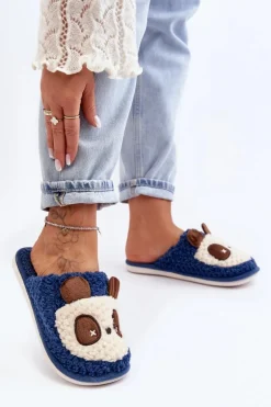 Ciepłe Kapcie Damskie Granatowe Priseth