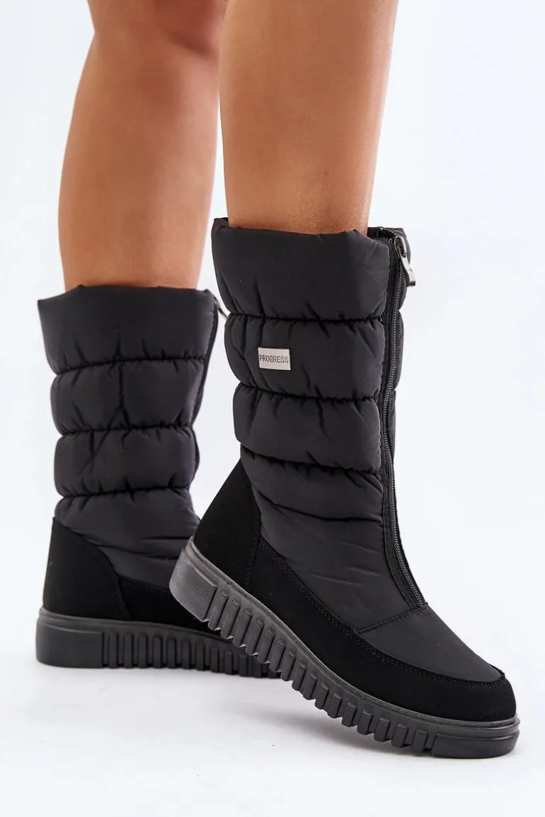 Ciepłe Śniegowce Damskie Progress PROGJ-24-149 Czarne