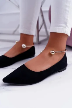 Czarne Balerinki Z Bransoletką W Szpic Mami