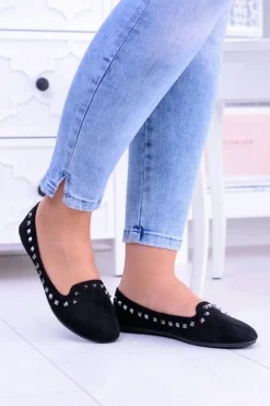 Czarne Baleriny Lordsy z Ćwiekami Randal