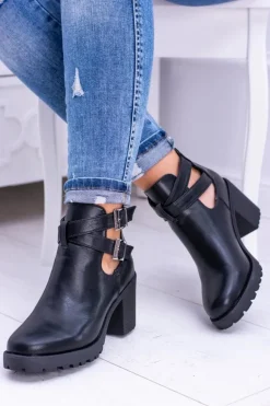 Czarne Botki z Wycięciami Brooklyn