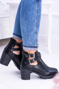 Czarne Botki z Wycięciami Brooklyn