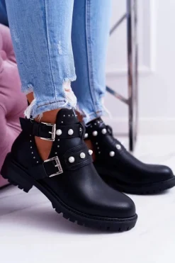 Czarne Botki z Wycięciami Cadenza