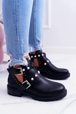 Czarne Botki z Wycięciami Cadenza