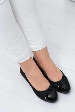 Czarne Brokatowe Balerinki Slip On Laya